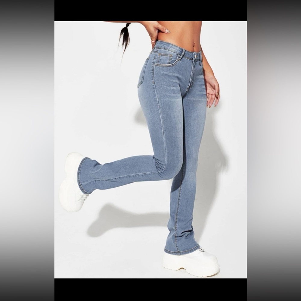 Slant pocket bootcut jeans